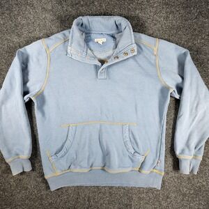 32 Bar Blues Snap Neck Sweatshirt Mens Medium Blue Contrast Stitch Pullover